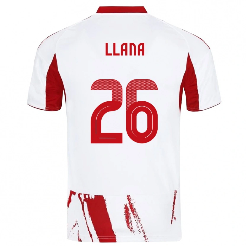 Danxen Hombre Camiseta Andreas Llana #26 Blanco Rojo 2ª Equipación 2025/26 La Camisa