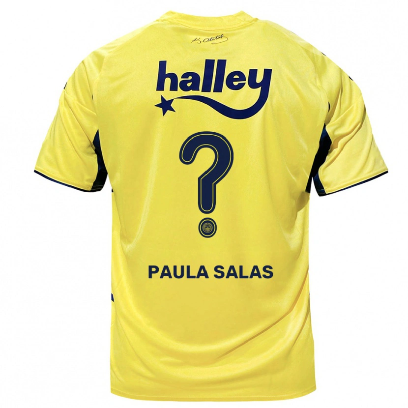 Danxen Hombre Camiseta María Paula Salas #0 Amarillo Marino 2ª Equipación 2025/26 La Camisa
