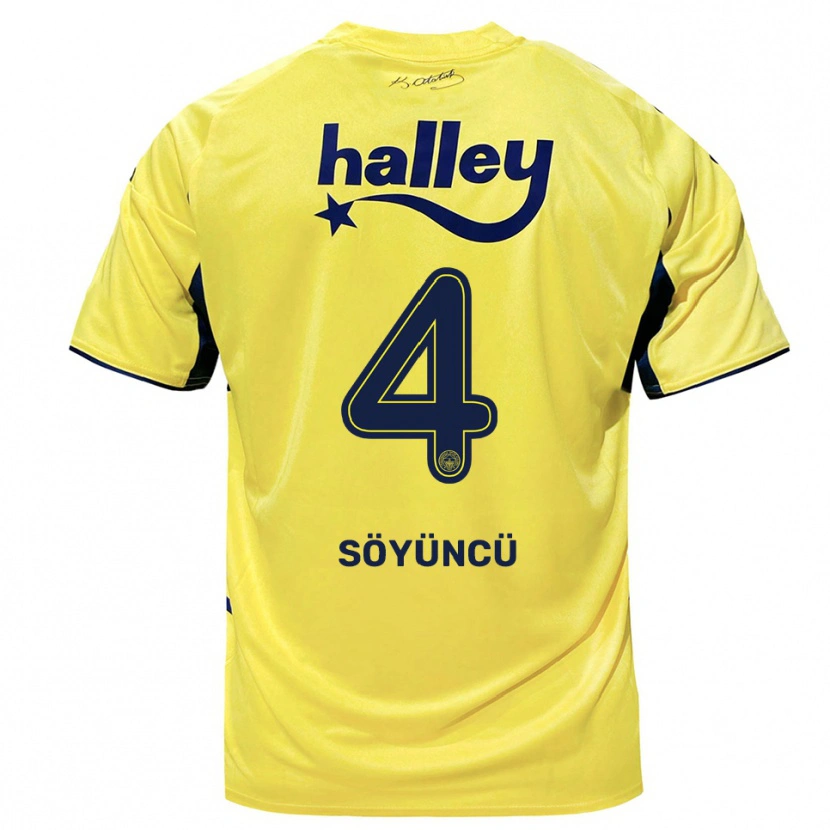 Danxen Hombre Camiseta Çağlar Söyüncü #4 Amarillo Marino 2ª Equipación 2025/26 La Camisa