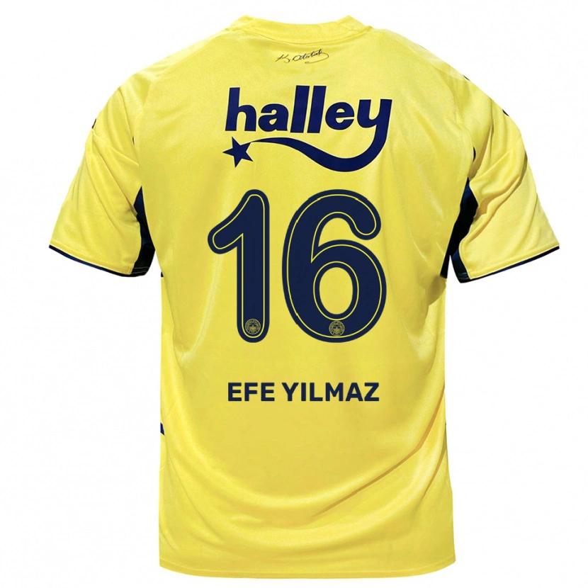 Danxen Hombre Camiseta Efe Yılmaz #16 Amarillo Marino 2ª Equipación 2025/26 La Camisa