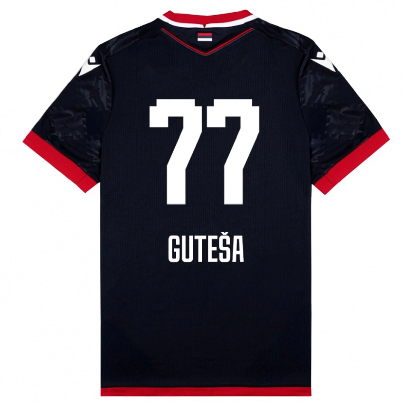 Danxen Hombre Camiseta Ivan Guteša #77 Negro Rojo 2ª Equipación 2025/26 La Camisa