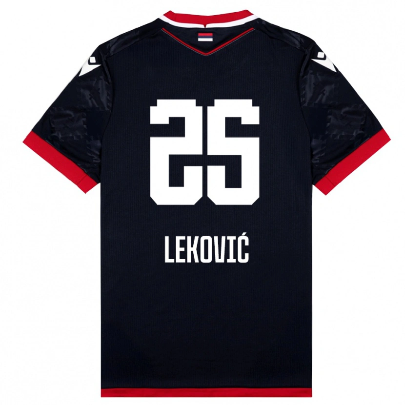 Danxen Hombre Camiseta Stefan Leković #25 Negro Rojo 2ª Equipación 2025/26 La Camisa