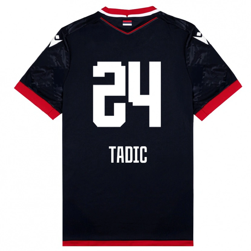 Danxen Hombre Camiseta Ilija Tadic #24 Negro Rojo 2ª Equipación 2025/26 La Camisa