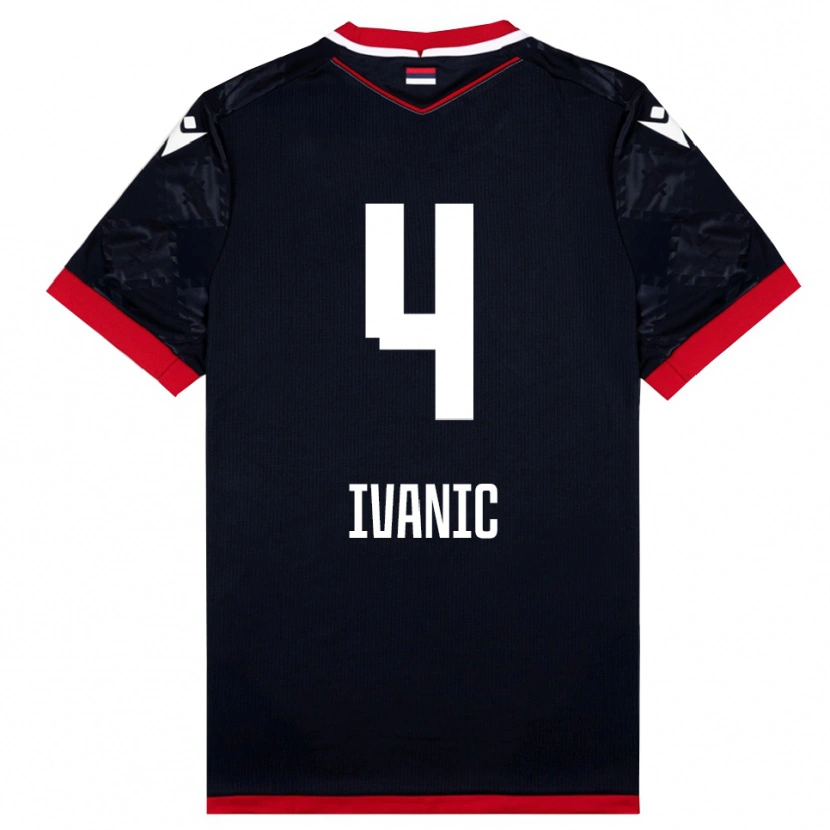 Danxen Hombre Camiseta Mirko Ivanic #4 Negro Rojo 2ª Equipación 2025/26 La Camisa