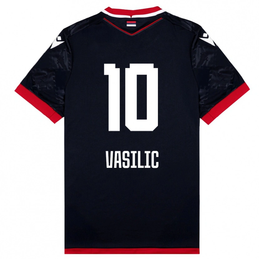Danxen Hombre Camiseta Aleksa Vasilic #10 Negro Rojo 2ª Equipación 2025/26 La Camisa