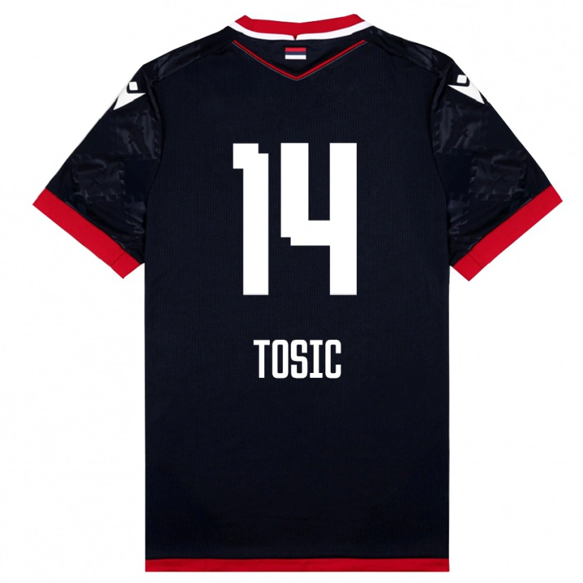 Danxen Hombre Camiseta Davorin Tosic #14 Negro Rojo 2ª Equipación 2025/26 La Camisa