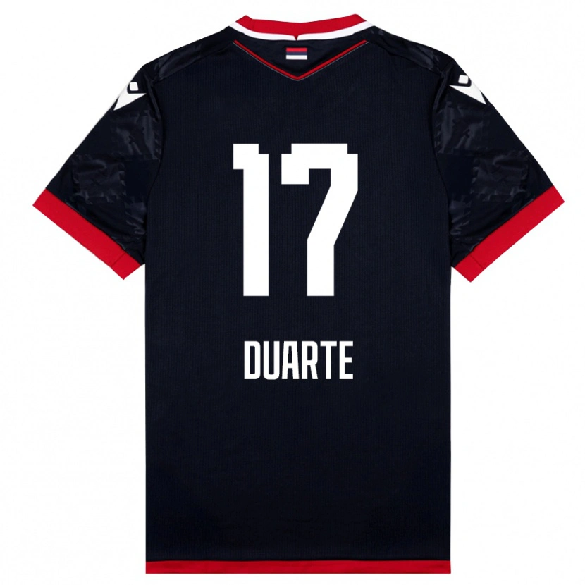 Danxen Hombre Camiseta Bruno Duarte #17 Negro Rojo 2ª Equipación 2025/26 La Camisa