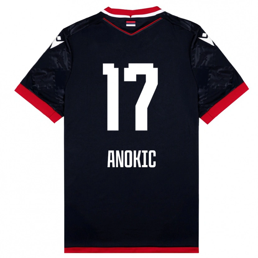 Danxen Hombre Camiseta Dragan Anokic #17 Negro Rojo 2ª Equipación 2025/26 La Camisa