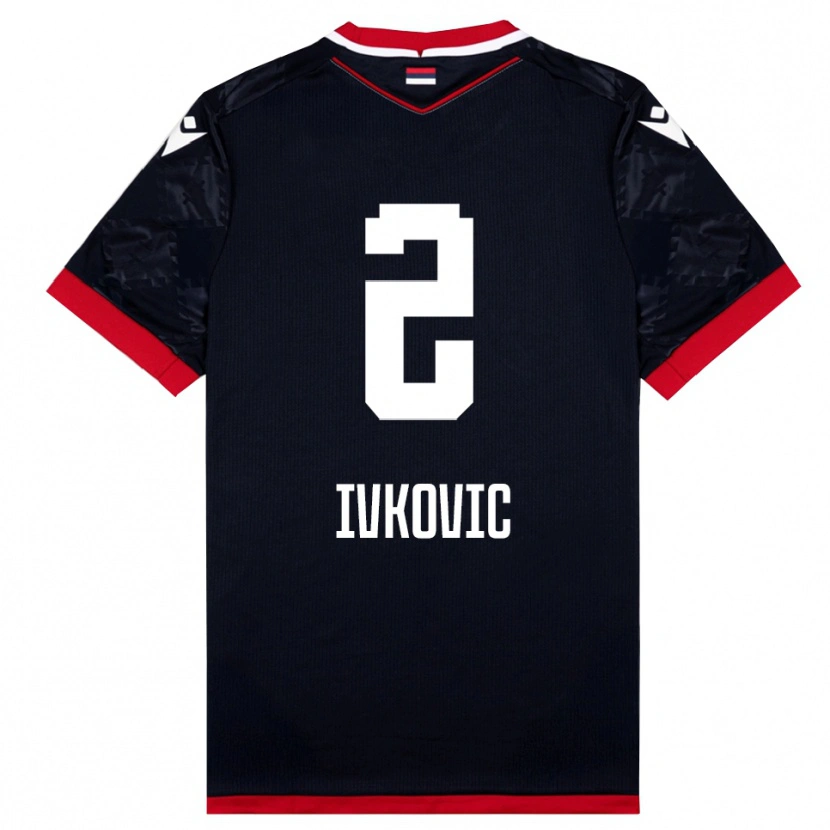 Danxen Hombre Camiseta Ognjen Ivkovic #2 Negro Rojo 2ª Equipación 2025/26 La Camisa