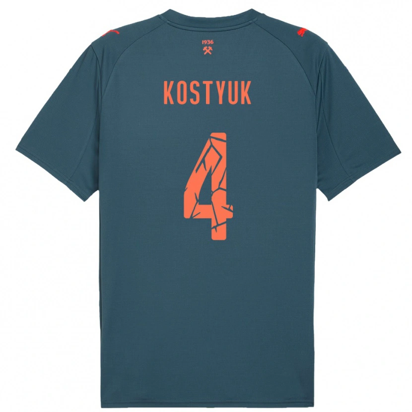 Danxen Hombre Camiseta Yegor Kostyuk #4 Marino Rojo 2ª Equipación 2025/26 La Camisa
