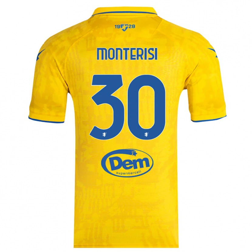 Danxen Mujer Camiseta Ilario Monterisi #30 Amarillo Azul 1ª Equipación 2025/26 La Camisa