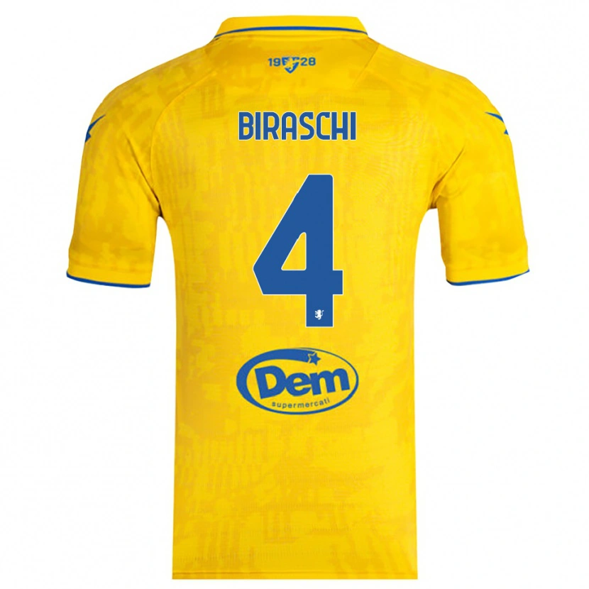 Danxen Mujer Camiseta Davide Biraschi #4 Amarillo Azul 1ª Equipación 2025/26 La Camisa