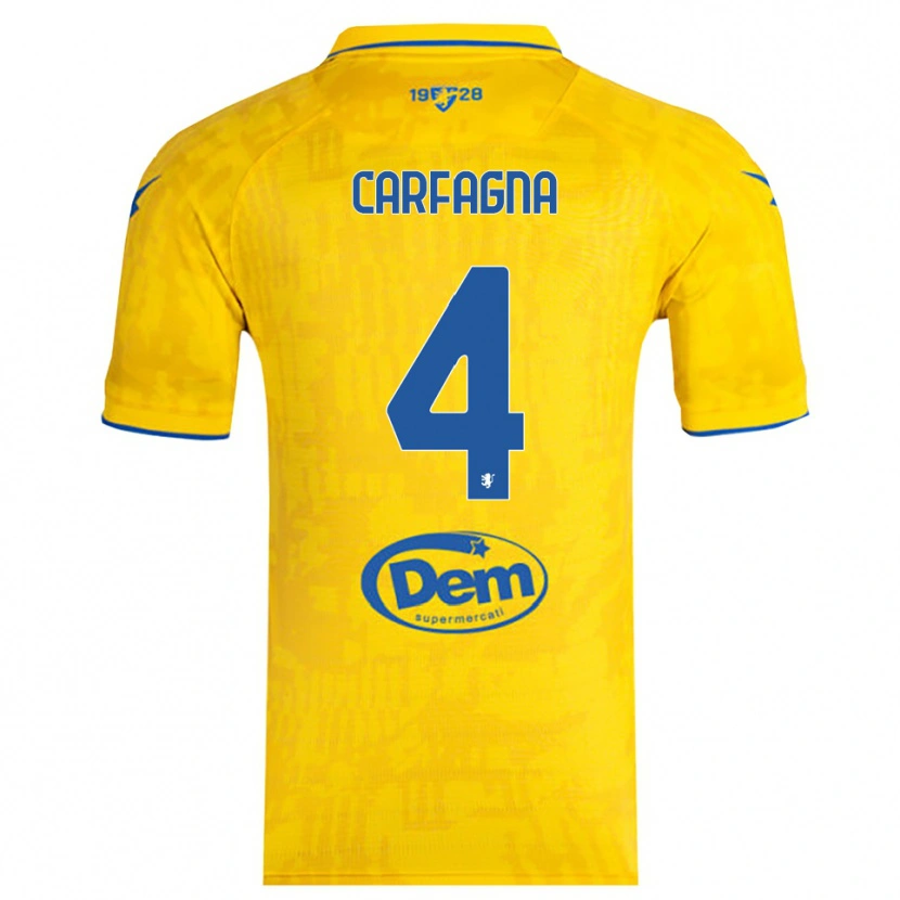 Danxen Mujer Camiseta Matteo Carfagna #4 Amarillo Azul 1ª Equipación 2025/26 La Camisa