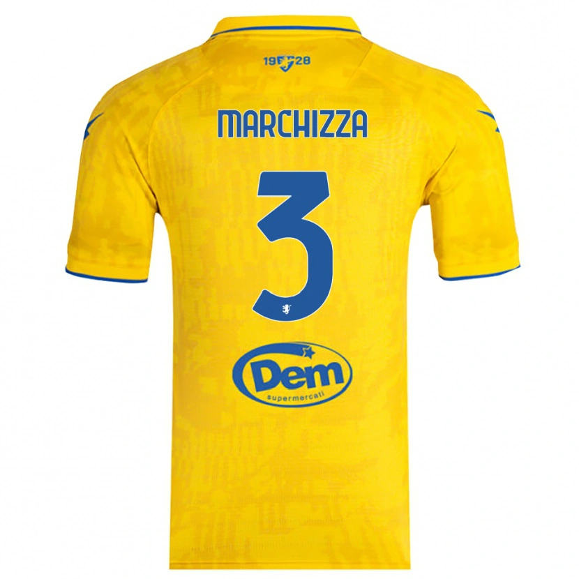 Danxen Mujer Camiseta Riccardo Marchizza #3 Amarillo Azul 1ª Equipación 2025/26 La Camisa