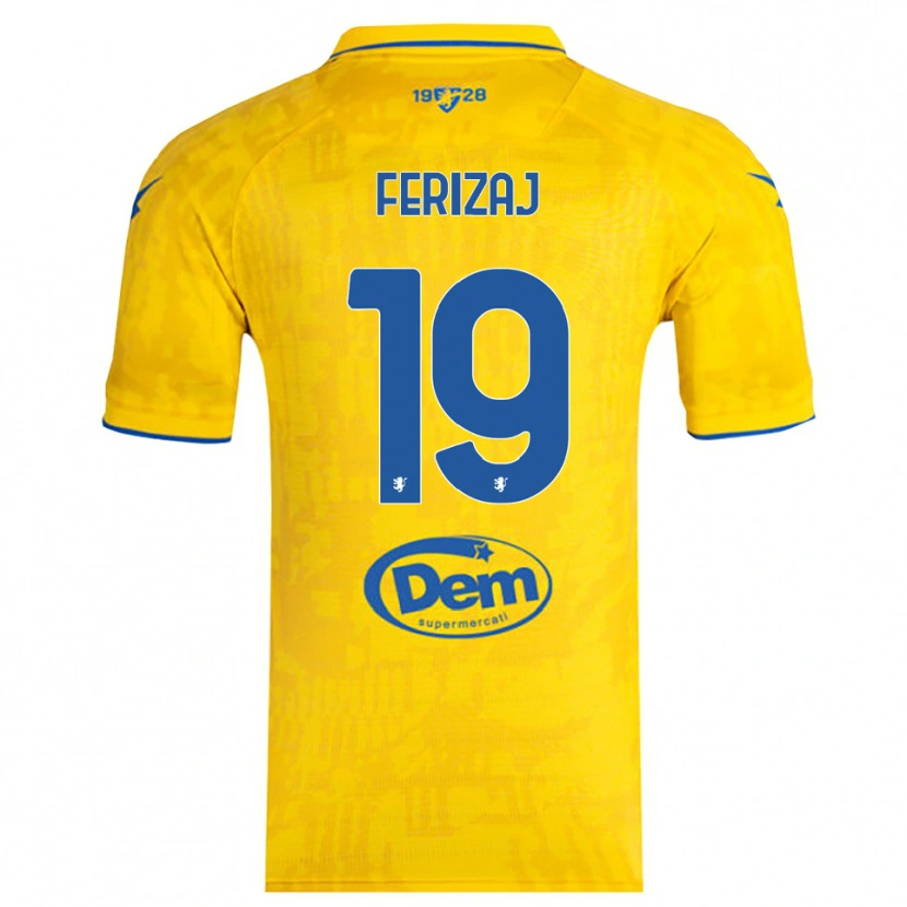 Danxen Mujer Camiseta Justin Ferizaj #19 Amarillo Azul 1ª Equipación 2025/26 La Camisa