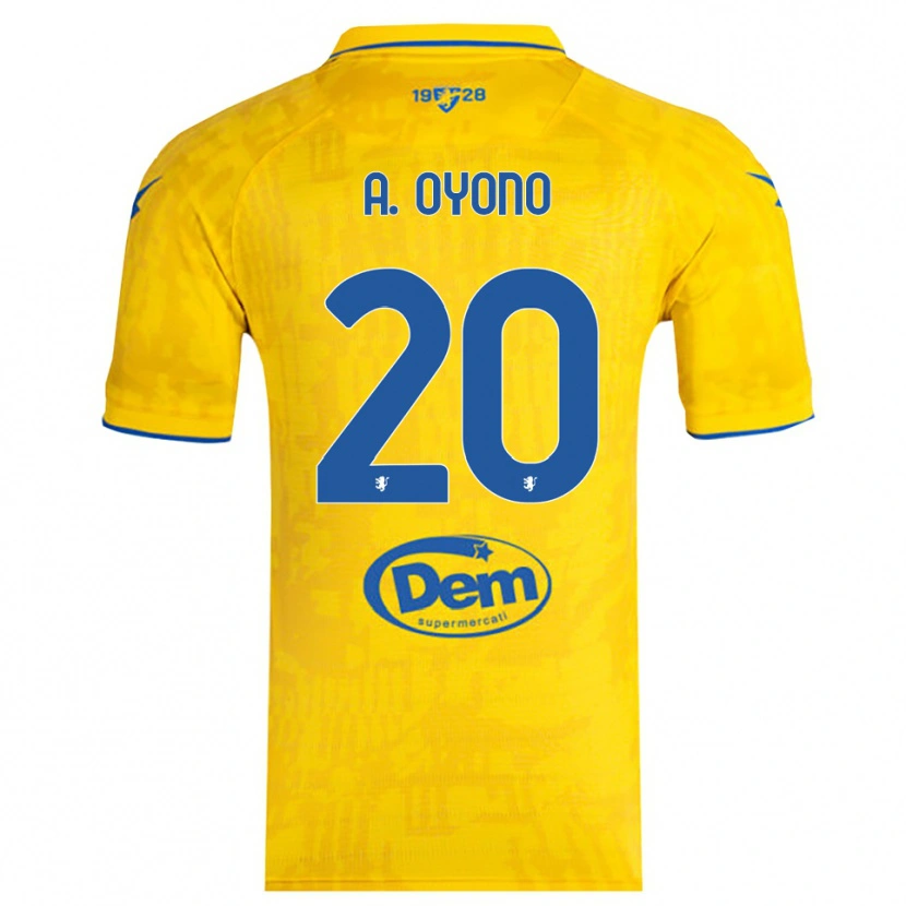 Danxen Mujer Camiseta Anthony Oyono #20 Amarillo Azul 1ª Equipación 2025/26 La Camisa