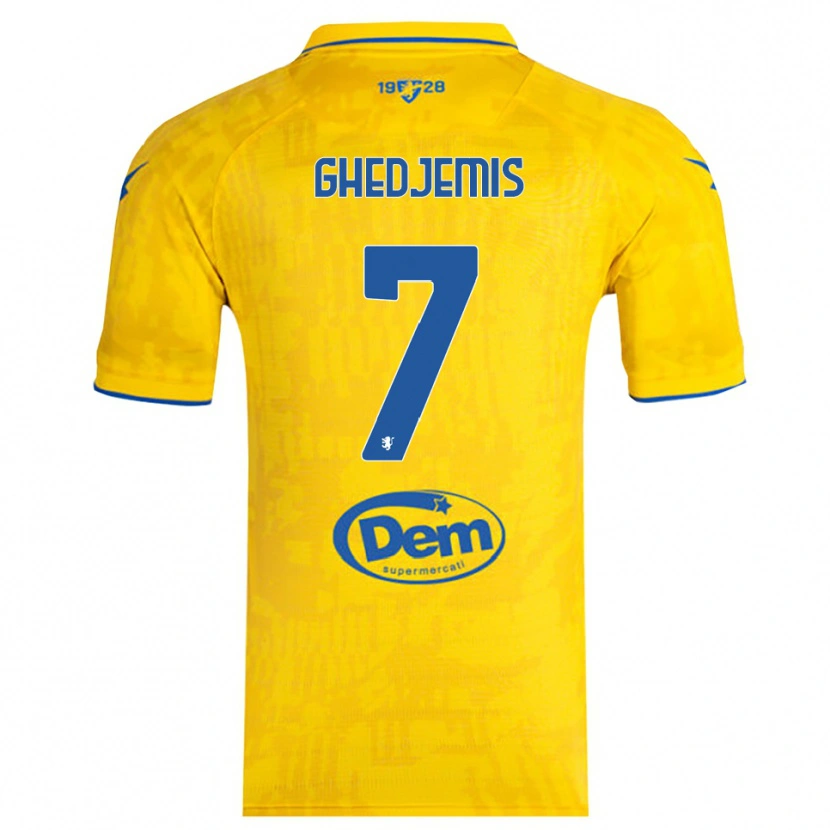 Danxen Mujer Camiseta Farès Ghedjemis #7 Amarillo Azul 1ª Equipación 2025/26 La Camisa