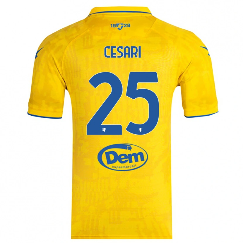Danxen Mujer Camiseta Nicolò Cesari #25 Amarillo Azul 1ª Equipación 2025/26 La Camisa