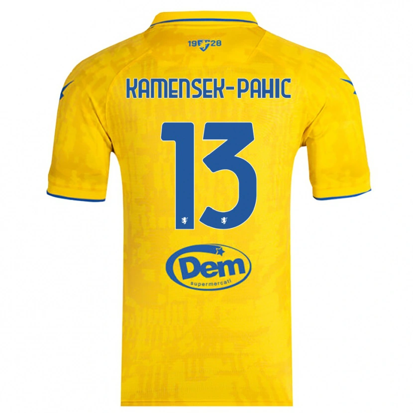 Danxen Mujer Camiseta Matjaz Kamensek-Pahic #13 Amarillo Azul 1ª Equipación 2025/26 La Camisa