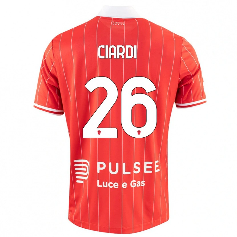 Danxen Mujer Camiseta Tommaso Ciardi #26 Rojo Blanco 1ª Equipación 2025/26 La Camisa