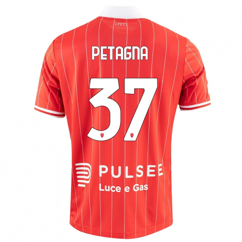 Danxen Mujer Camiseta Andrea Petagna #37 Rojo Blanco 1ª Equipación 2025/26 La Camisa