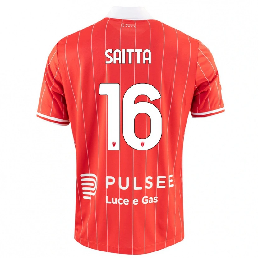 Danxen Mujer Camiseta Mattia Saitta #16 Rojo Blanco 1ª Equipación 2025/26 La Camisa