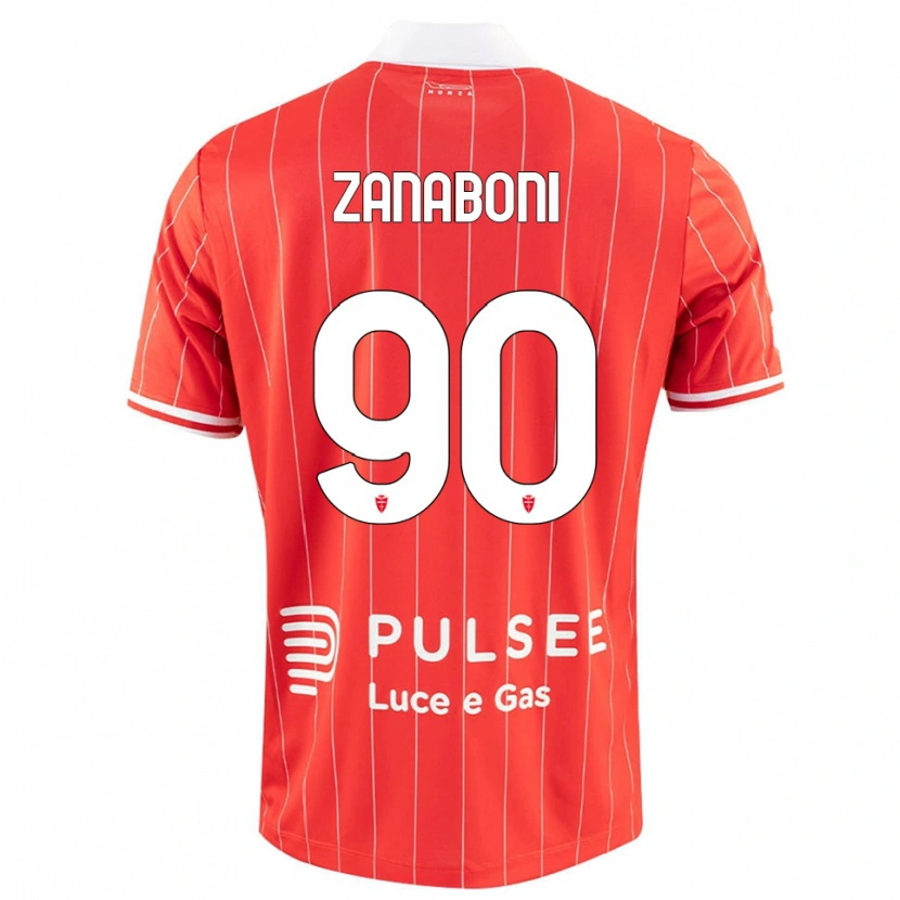 Danxen Mujer Camiseta Emanuele Zanaboni #90 Rojo Blanco 1ª Equipación 2025/26 La Camisa