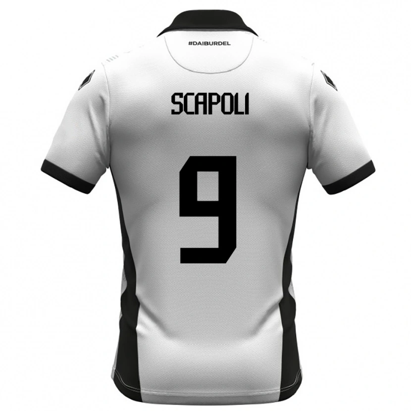 Danxen Mujer Camiseta Francesco Scapoli #9 Blanco Negro Naranja 1ª Equipación 2025/26 La Camisa
