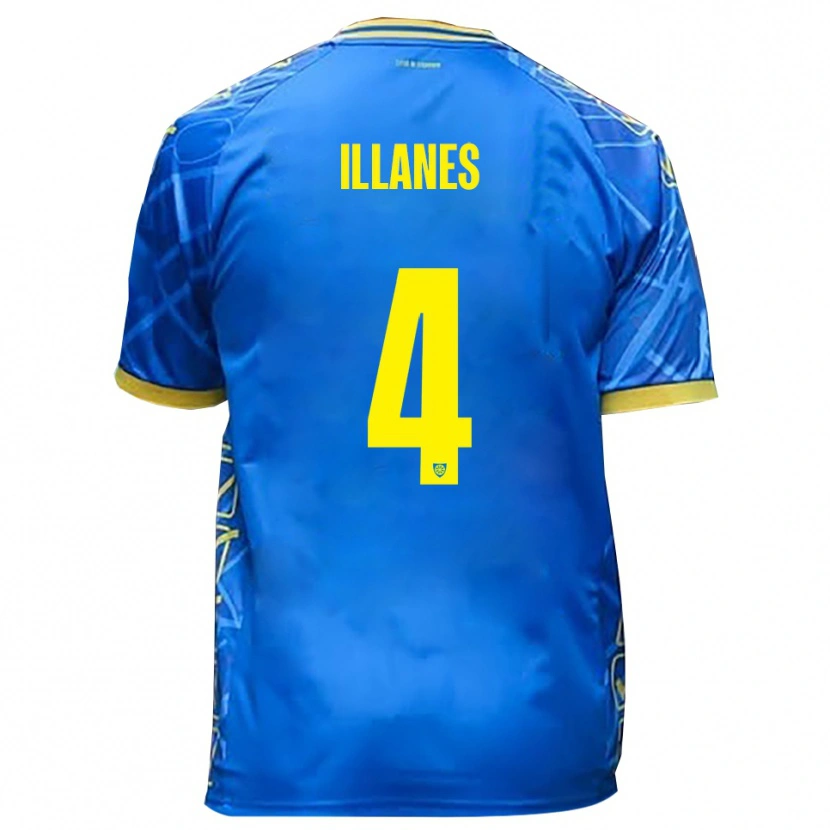 Danxen Mujer Camiseta Julián Illanes #4 Azul Cielo Amarillo 1ª Equipación 2025/26 La Camisa