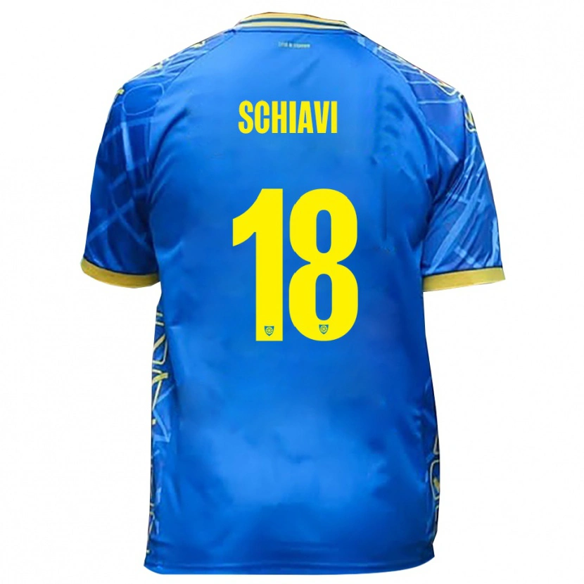 Danxen Mujer Camiseta Nicolás Schiavi #18 Azul Cielo Amarillo 1ª Equipación 2025/26 La Camisa