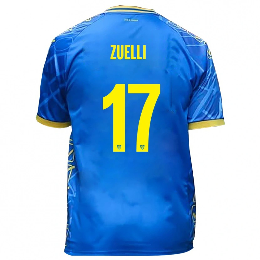 Danxen Mujer Camiseta Emanuele Zuelli #17 Azul Cielo Amarillo 1ª Equipación 2025/26 La Camisa