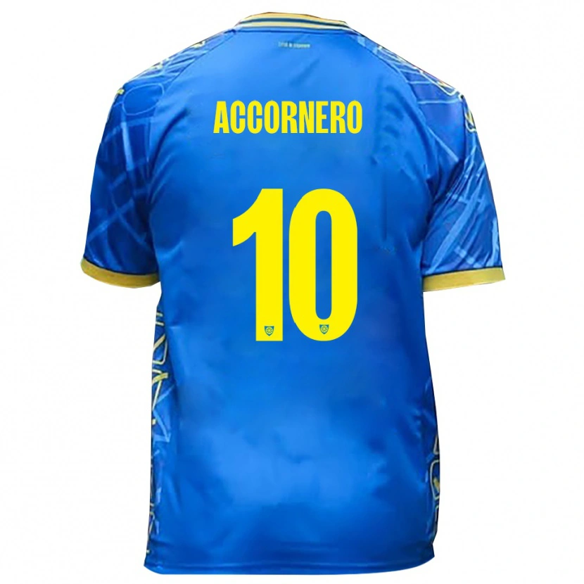 Danxen Mujer Camiseta Federico Accornero #10 Azul Cielo Amarillo 1ª Equipación 2025/26 La Camisa