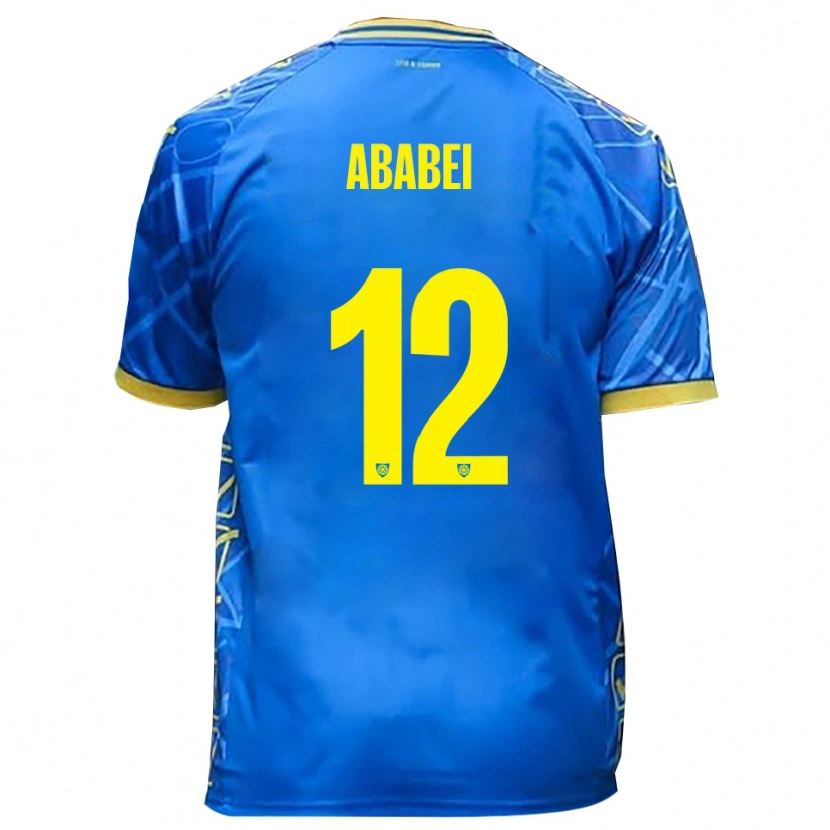 Danxen Mujer Camiseta Leonardo Ababei #12 Azul Cielo Amarillo 1ª Equipación 2025/26 La Camisa