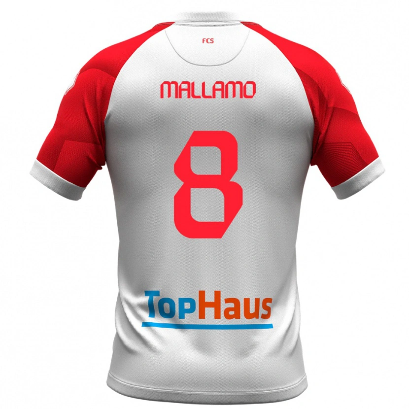 Danxen Mujer Camiseta Alessandro Mallamo #8 Blanco Rojo 1ª Equipación 2025/26 La Camisa