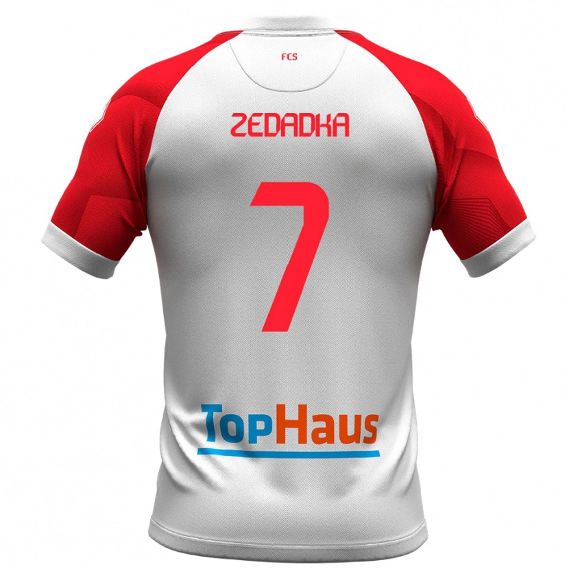 Danxen Mujer Camiseta Karim Zedadka #7 Blanco Rojo 1ª Equipación 2025/26 La Camisa