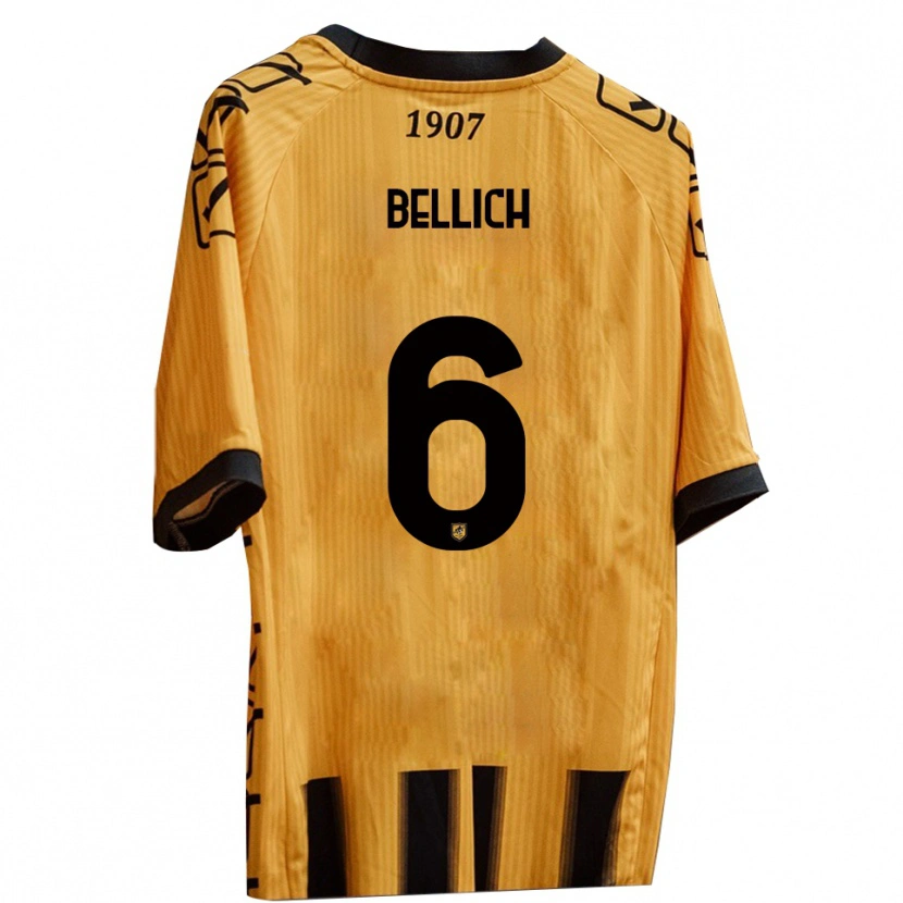 Danxen Mujer Camiseta Marco Bellich #6 Amarillo Negro 1ª Equipación 2025/26 La Camisa