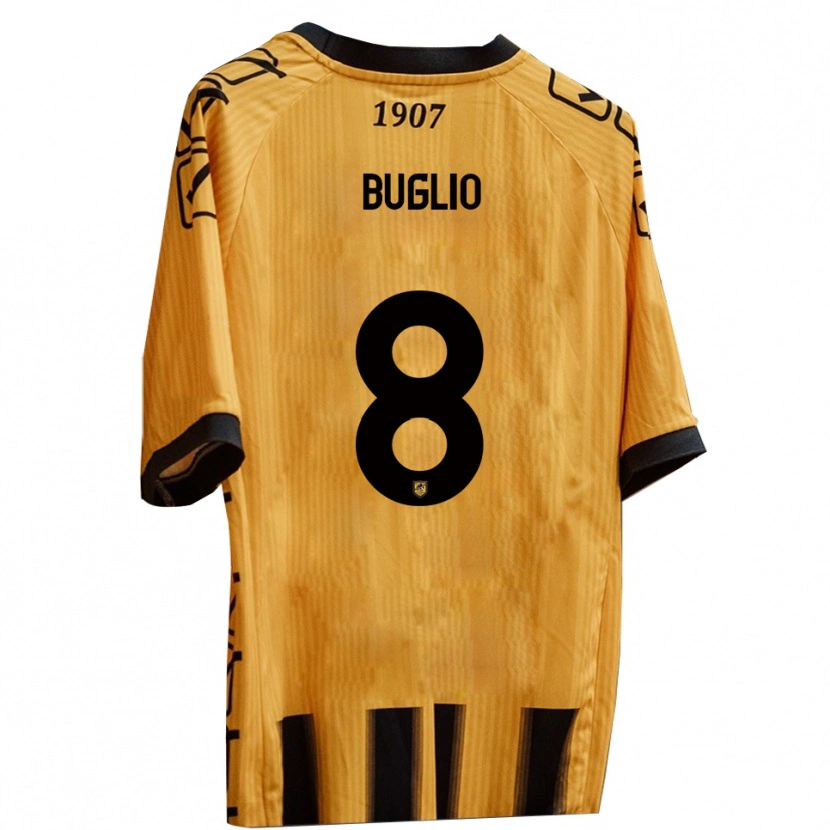 Danxen Mujer Camiseta Davide Buglio #8 Amarillo Negro 1ª Equipación 2025/26 La Camisa