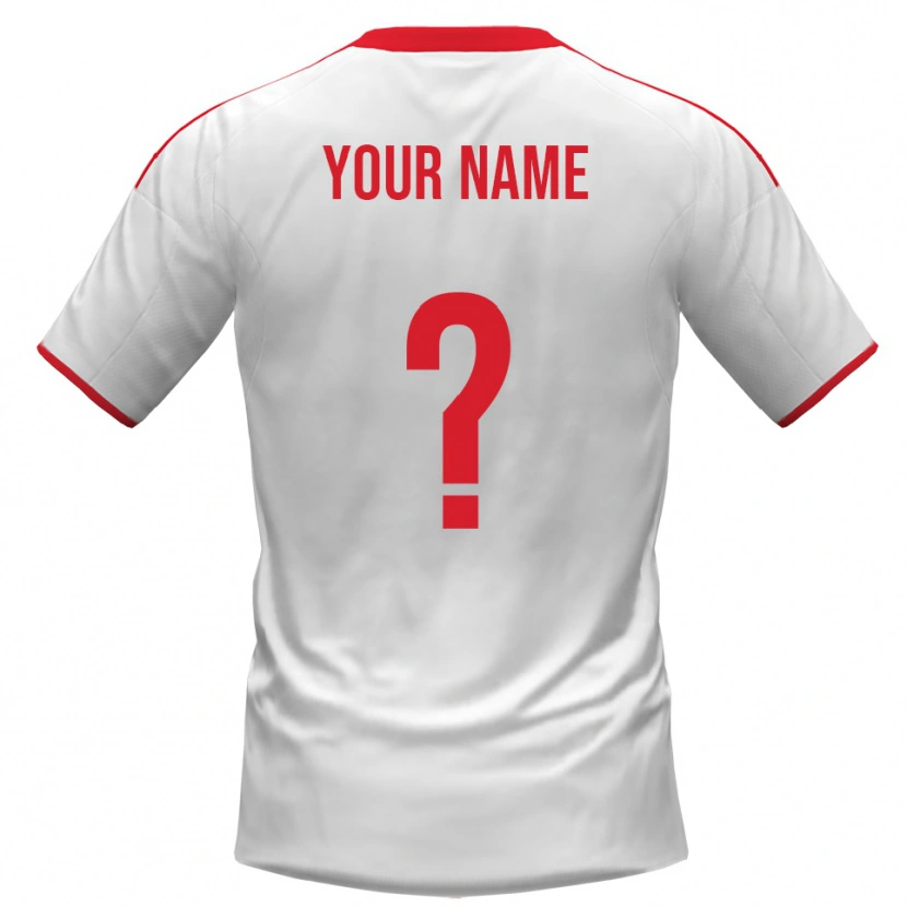 Danxen Mujer Camiseta Su Nombre #0 Blanco Rojo 1ª Equipación 2025/26 La Camisa