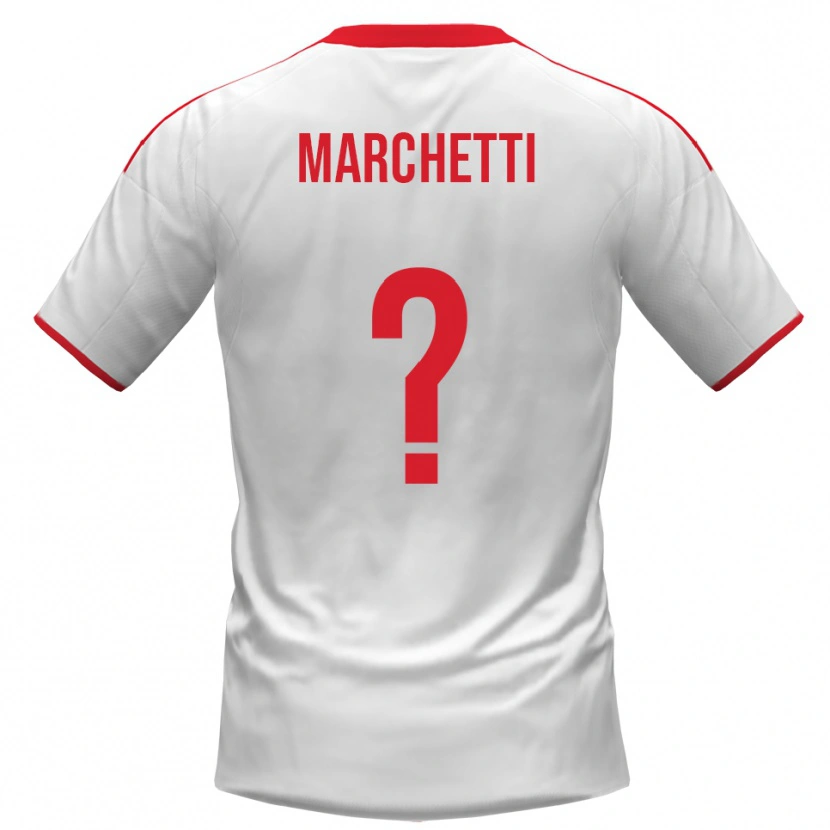 Danxen Mujer Camiseta Francesco Marchetti #0 Blanco Rojo 1ª Equipación 2025/26 La Camisa