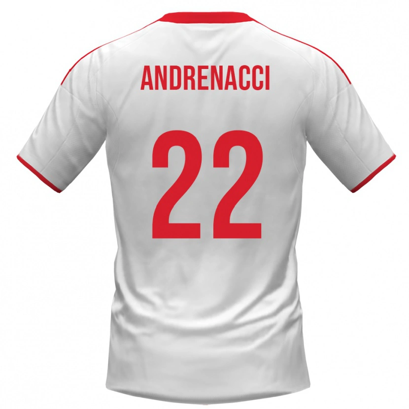 Danxen Mujer Camiseta Lorenzo Andrenacci #22 Blanco Rojo 1ª Equipación 2025/26 La Camisa