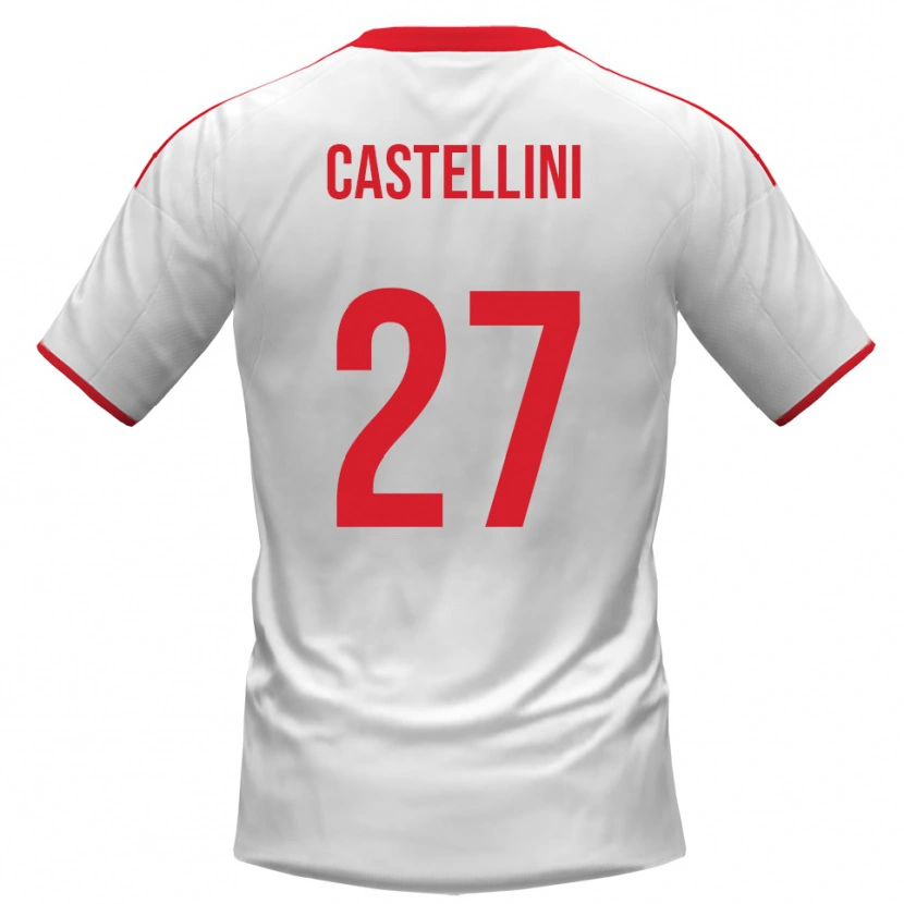 Danxen Mujer Camiseta Alessio Castellini #27 Blanco Rojo 1ª Equipación 2025/26 La Camisa