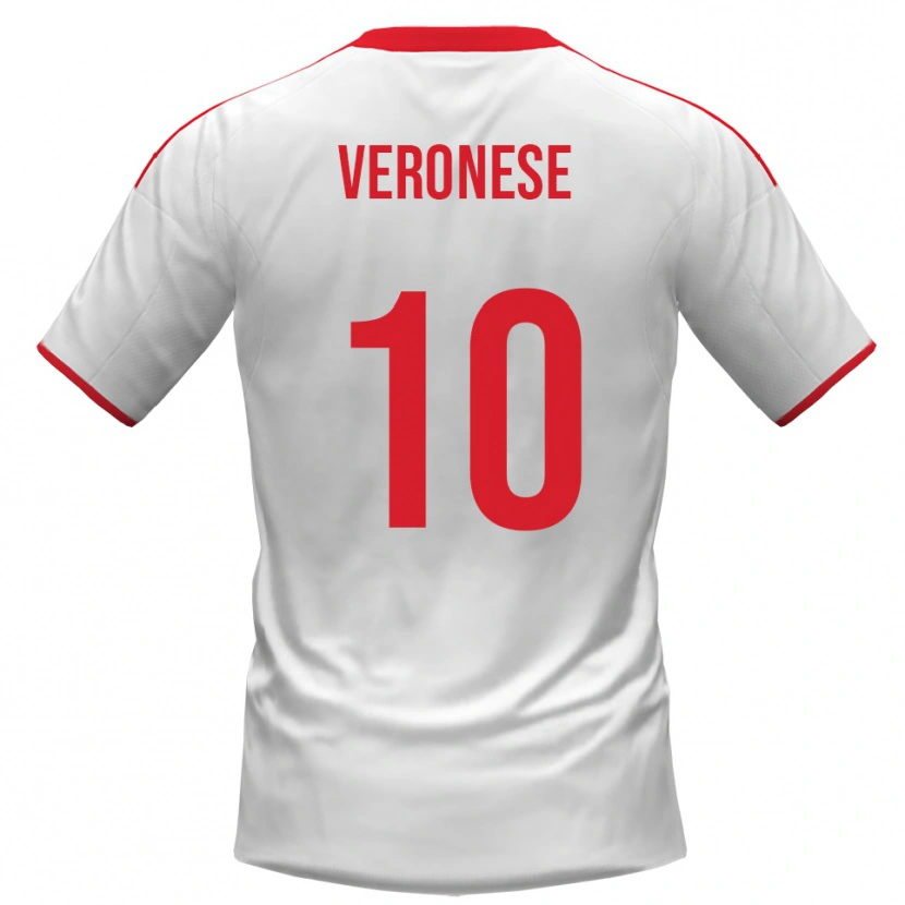 Danxen Mujer Camiseta Filippo Veronese #10 Blanco Rojo 1ª Equipación 2025/26 La Camisa