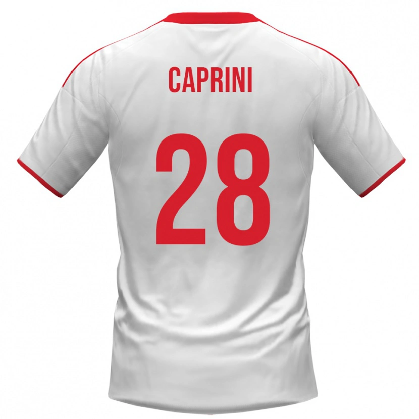 Danxen Mujer Camiseta Maat Daniel Caprini #28 Blanco Rojo 1ª Equipación 2025/26 La Camisa