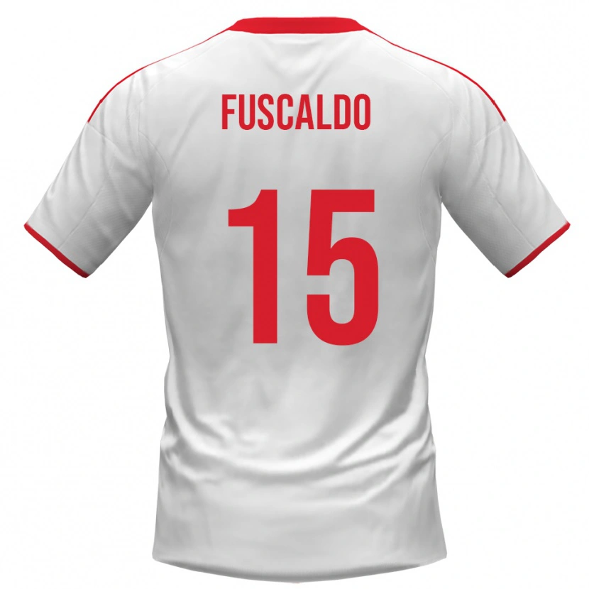 Danxen Mujer Camiseta Manuel Fuscaldo #15 Blanco Rojo 1ª Equipación 2025/26 La Camisa
