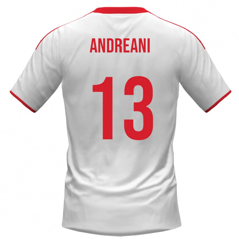 Danxen Mujer Camiseta Pietro Andreani #13 Blanco Rojo 1ª Equipación 2025/26 La Camisa