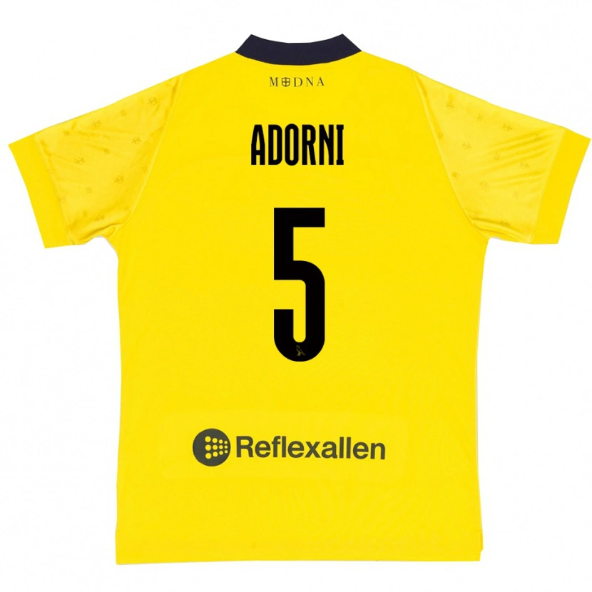 Danxen Mujer Camiseta Davide Adorni #5 Amarillo Marino 1ª Equipación 2025/26 La Camisa