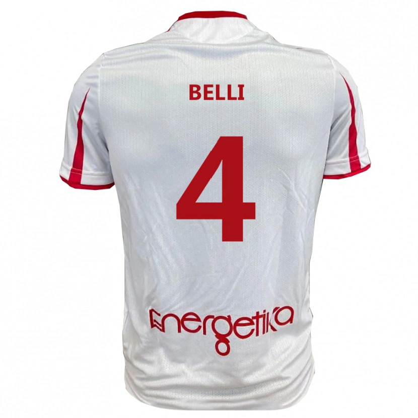 Danxen Mujer Camiseta Francesco Belli #4 Blanco Rojo 1ª Equipación 2025/26 La Camisa