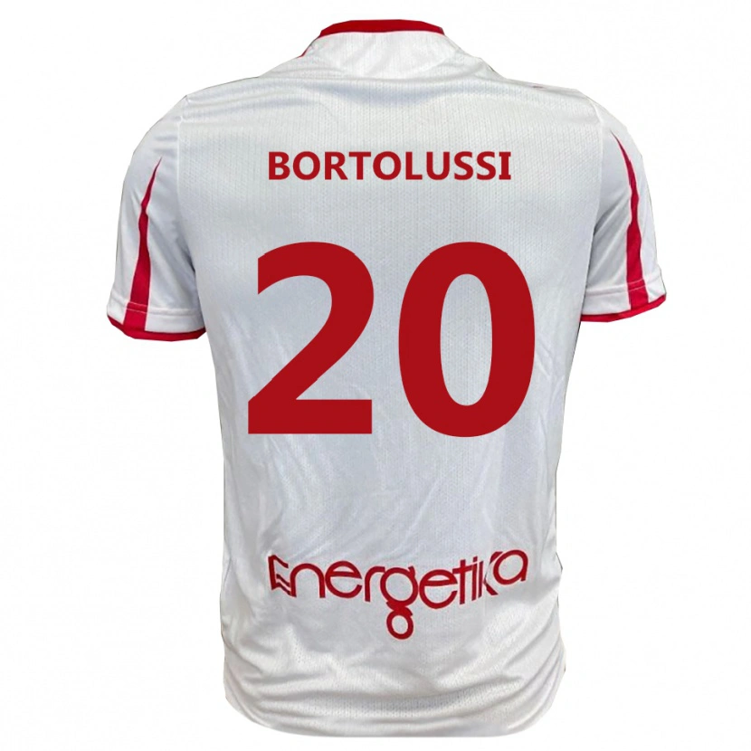 Danxen Mujer Camiseta Mattia Bortolussi #20 Blanco Rojo 1ª Equipación 2025/26 La Camisa
