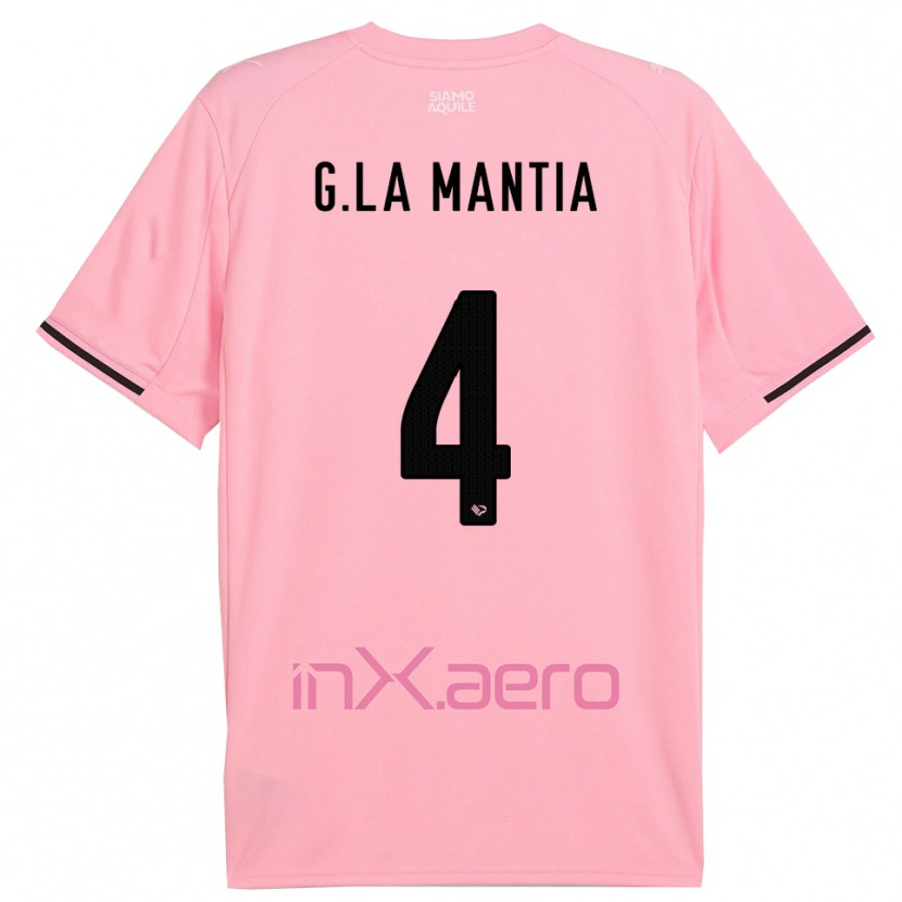 Danxen Mujer Camiseta Giulio La Mantia #4 Rosa Negro 1ª Equipación 2025/26 La Camisa