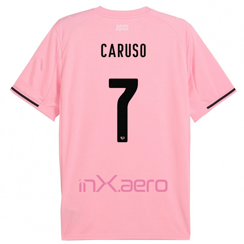 Danxen Mujer Camiseta Edoardo Caruso #7 Rosa Negro 1ª Equipación 2025/26 La Camisa